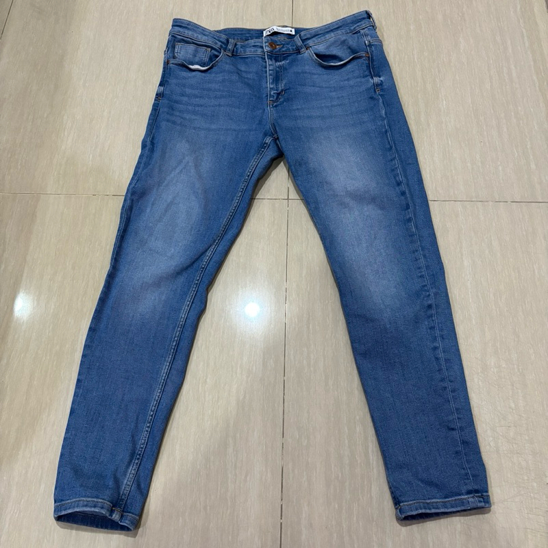 Zara Women Slim Denim Jeans Long Pants Blue Light - Celana Jeans Panjang Wanita Biru