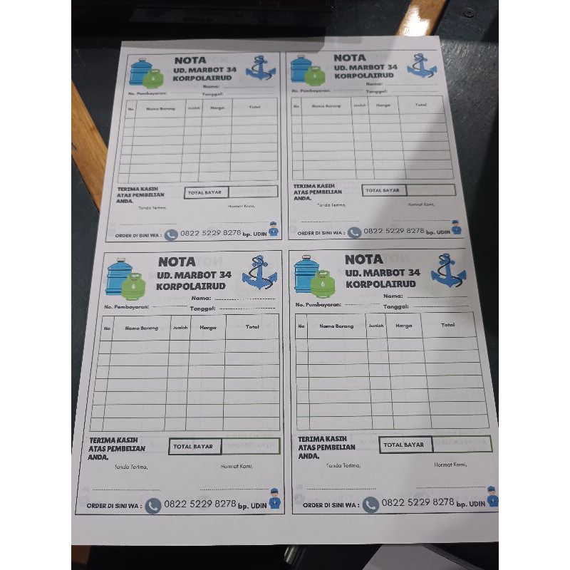

jual HASIL PRINT NOTA BY REQUEST kertas A4