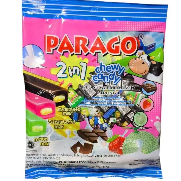

Permen PARAGO 2in1 permen lunak rasa susu dan buah chewy candy melon coklat strawberry milk
