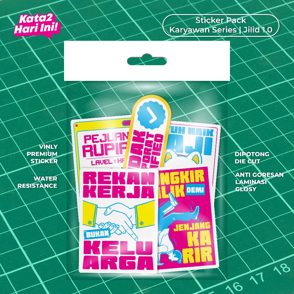 

Sticker Pack Karyawan Jilid 1.0 COLOR | Sticker Vinyl Glosy Tahan Air - Stiker Tulisan untuk Laptop, Notebook, Koper