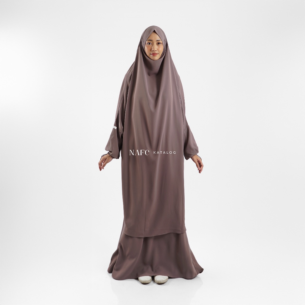 Nafc - Malika Poka Gamis Abaya French Khimar Jilbab Tangan Hijab Syari Haji Long French Khimar Umroh
