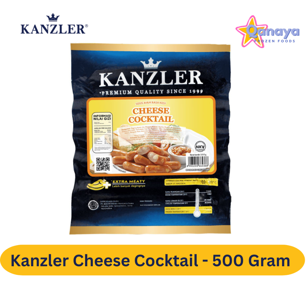 

Sosis Kanzler Cheese Cocktail (500 Gram) Sosis Ayam Premium dengan Keju Frozen Food