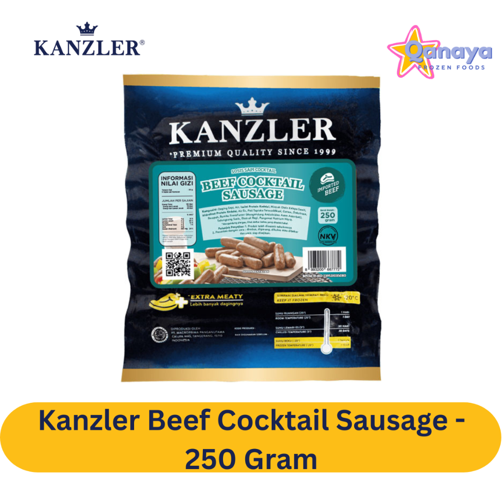

Sosis Kanzler Beef Cocktail (250 Gram) Sosis Sapi Premium Frozen Food Daging Meat