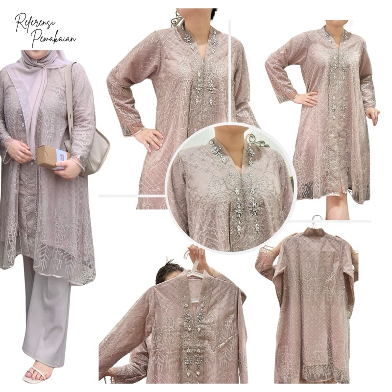 Tile Brokat Dress Kondangan Tunik Nude Pink‬