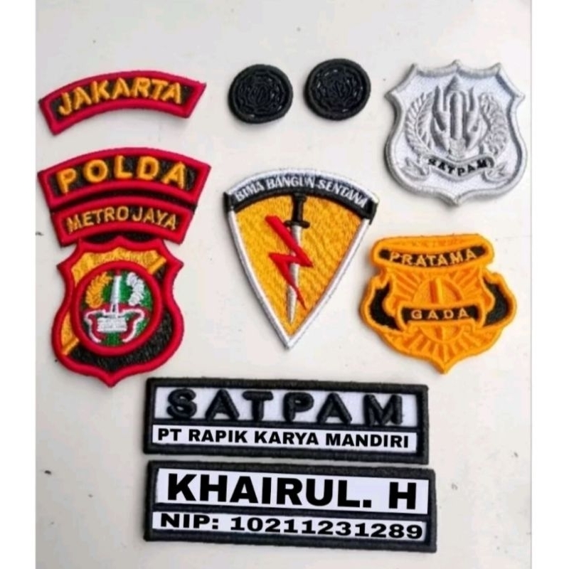 bordir atribut satpam timbul lengkap