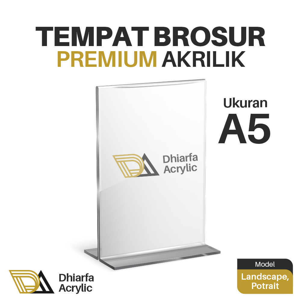 

Tempat Brosur A5 2mm Portrait/Landscape 2 Sisi / Tent Holder / Tent Card Stand Akrilik Tipe T