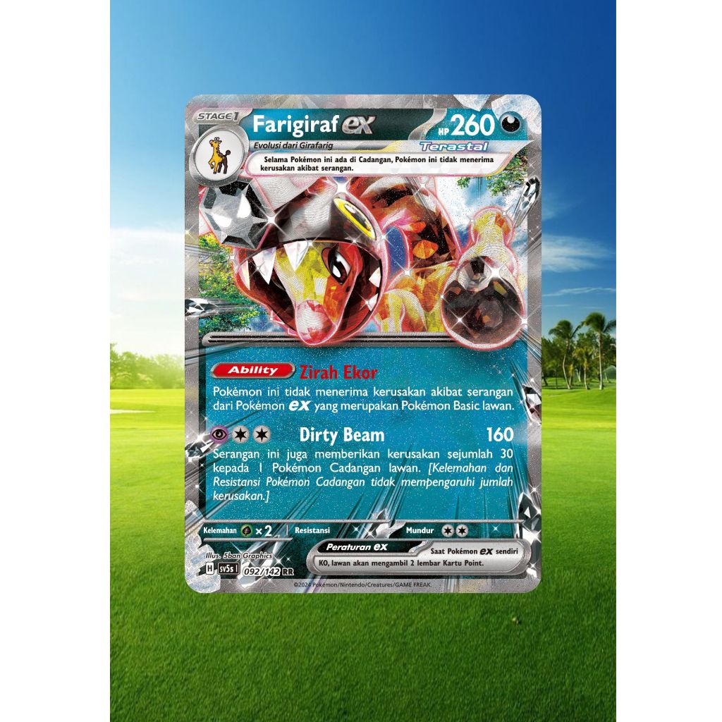 Pokemon TCG Farigiraf EX sv5s 092/142 RR holo foil Indonesia Ver