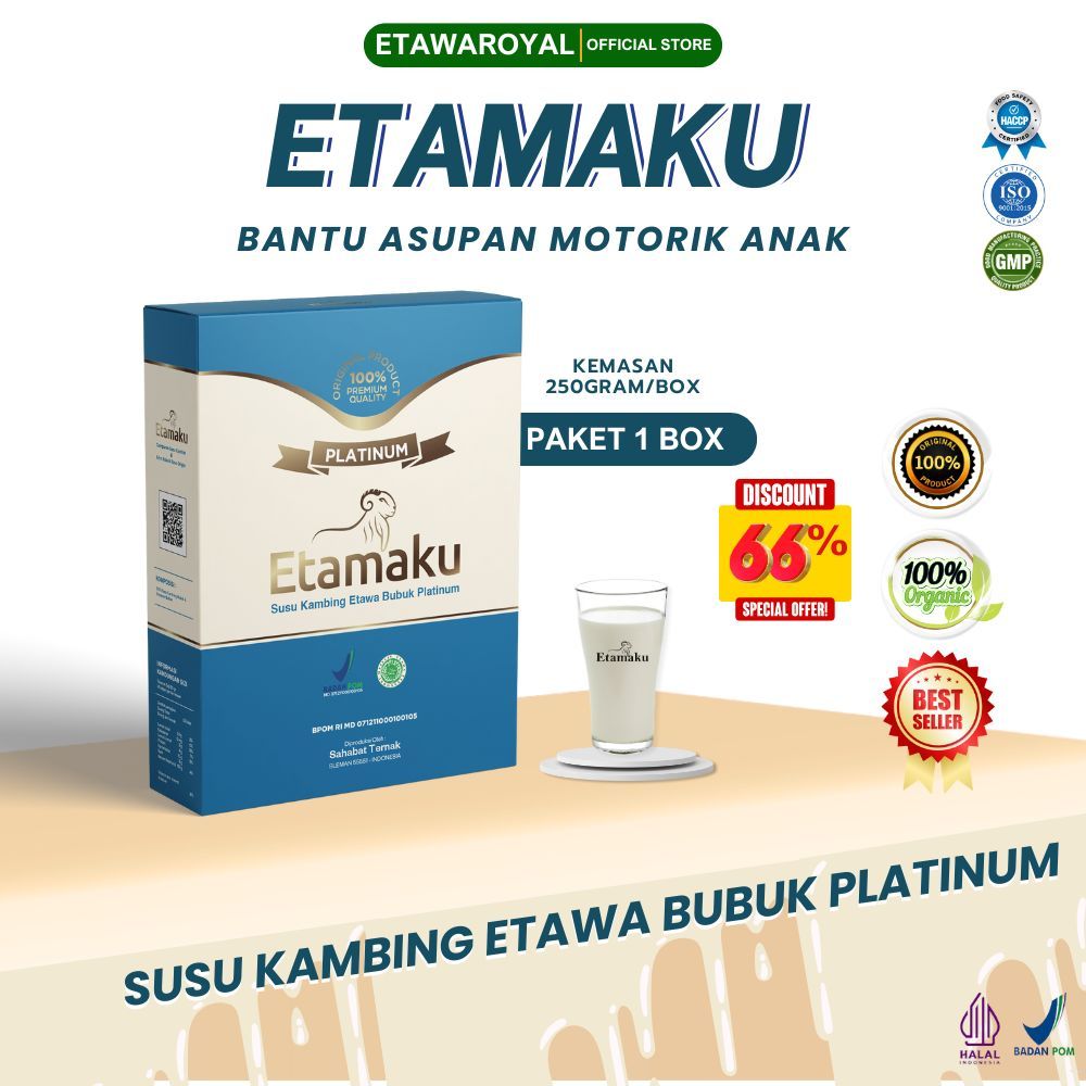 

Etamaku Platinum Susu Kambing Etawa Untuk Pencernaan dan Lambung Paket 1 Box Kemasan 250gr