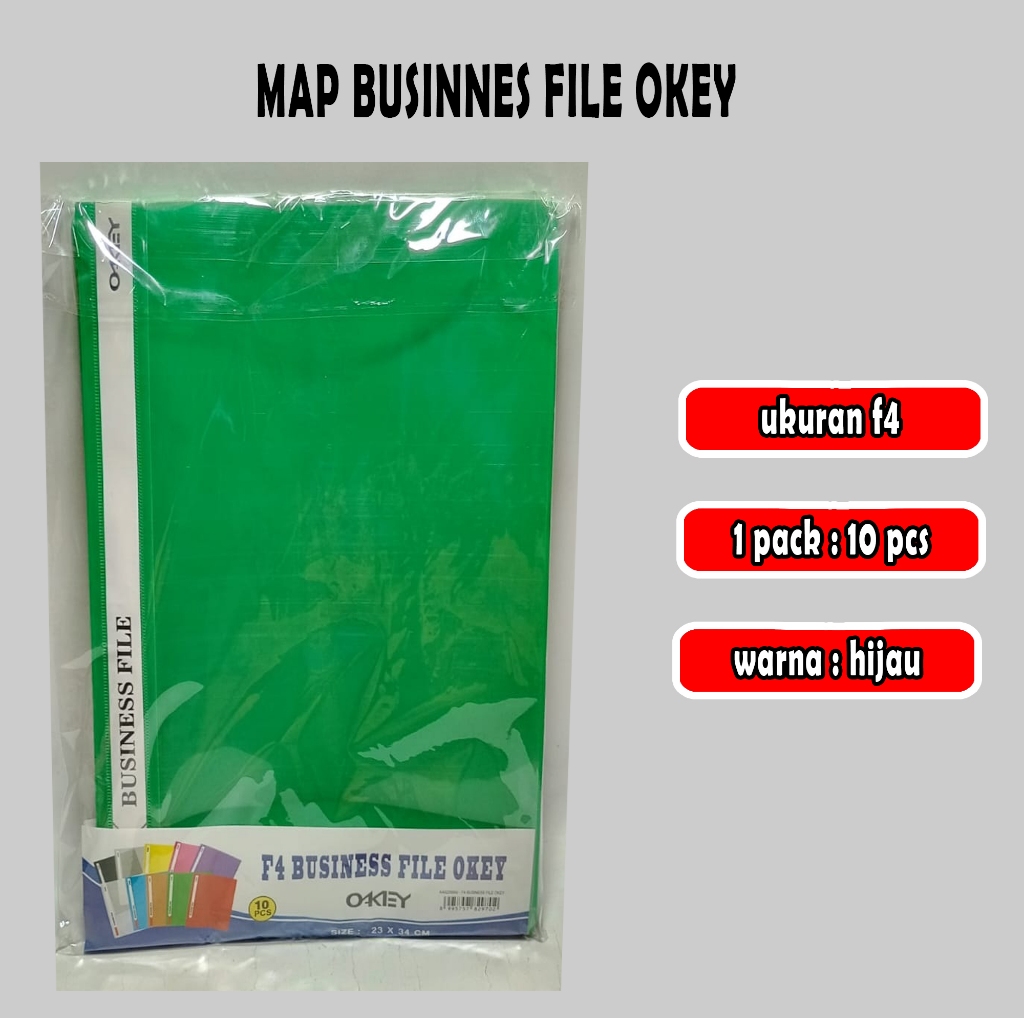 

map business file okey / hijau / 1 pack / 10 pcs