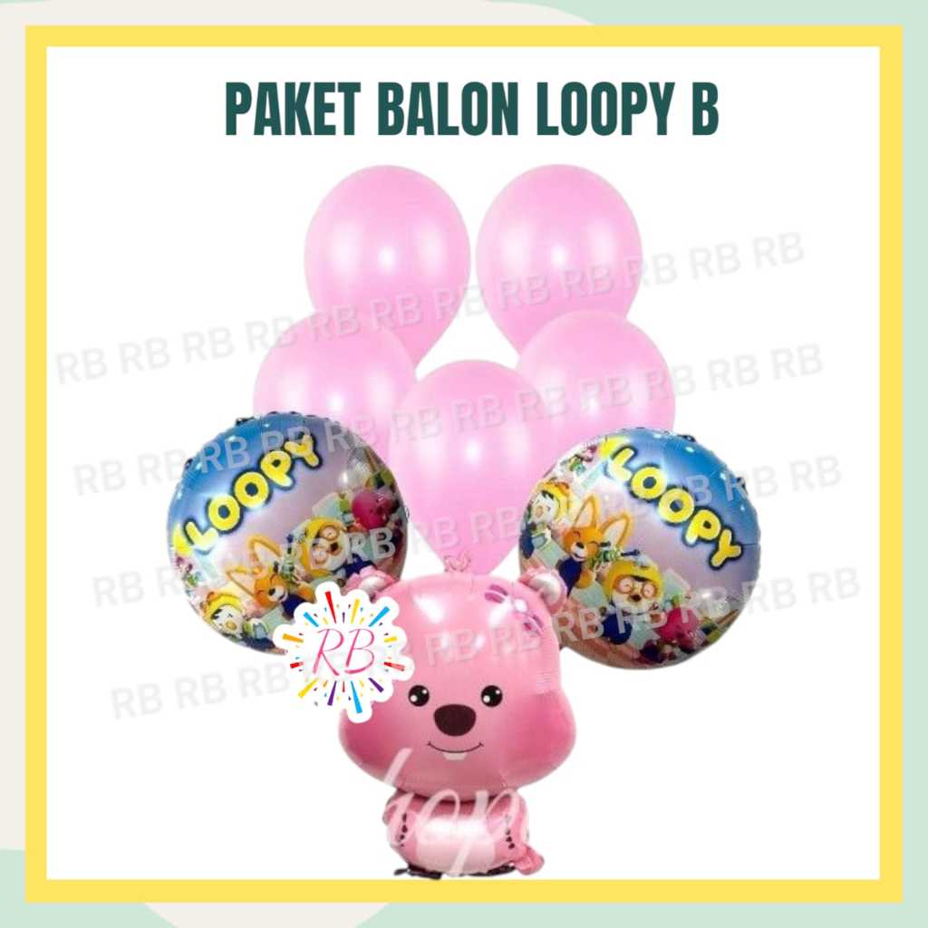 Paket Balon LOOPY PORORO B / Dekorasi Ulang Tahun Balon Pororo Loopy