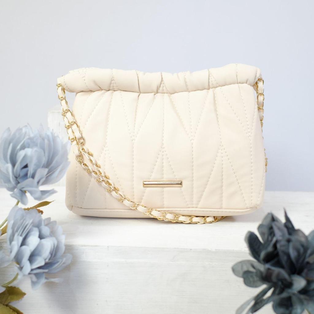 Nayla Bag - Tas Bahu Wanita Putih Simple Tali Rantai Elegan
