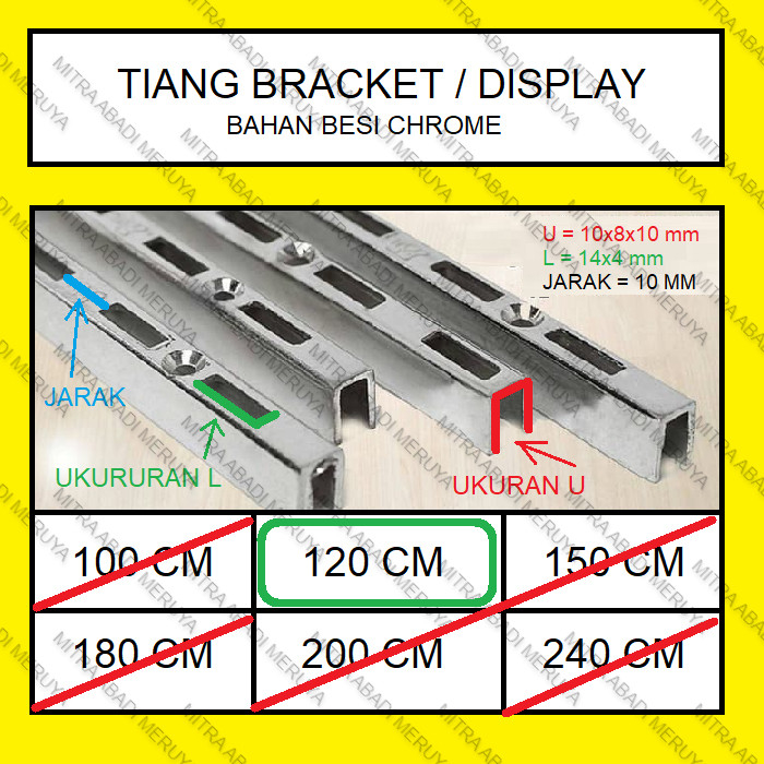 Tiang Bracket 120 cm Rel Bracket Tiang Rel Breket Display