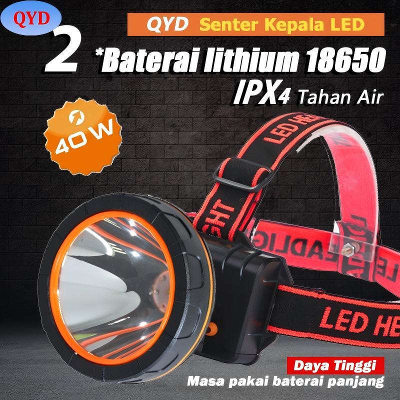 QYD Lampu Senter Kepala LED Super Terang IPx4 Tahan Air HeadLamp 6000 lumens + Q7801