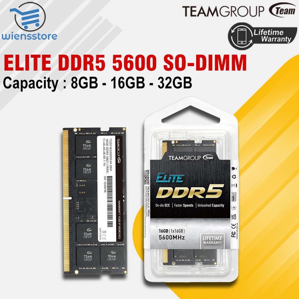 Team Elite 8GB | 16GB | 32GB DDR5 5600 Mhz - Team Elite DDR5 5600 So-dimm Memori Ram Laptop Sodimm
