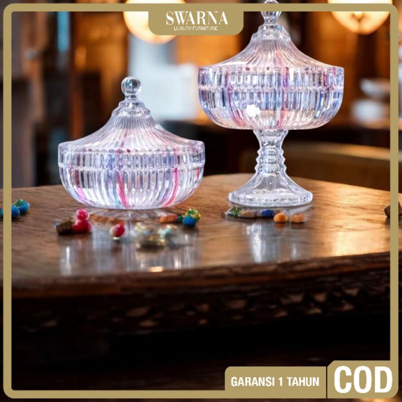 Toples kaca SOGA Kristal Ungu Mewah Lebaran Berkilau Import Kristal Dekorasi Rumah FANYBELLA