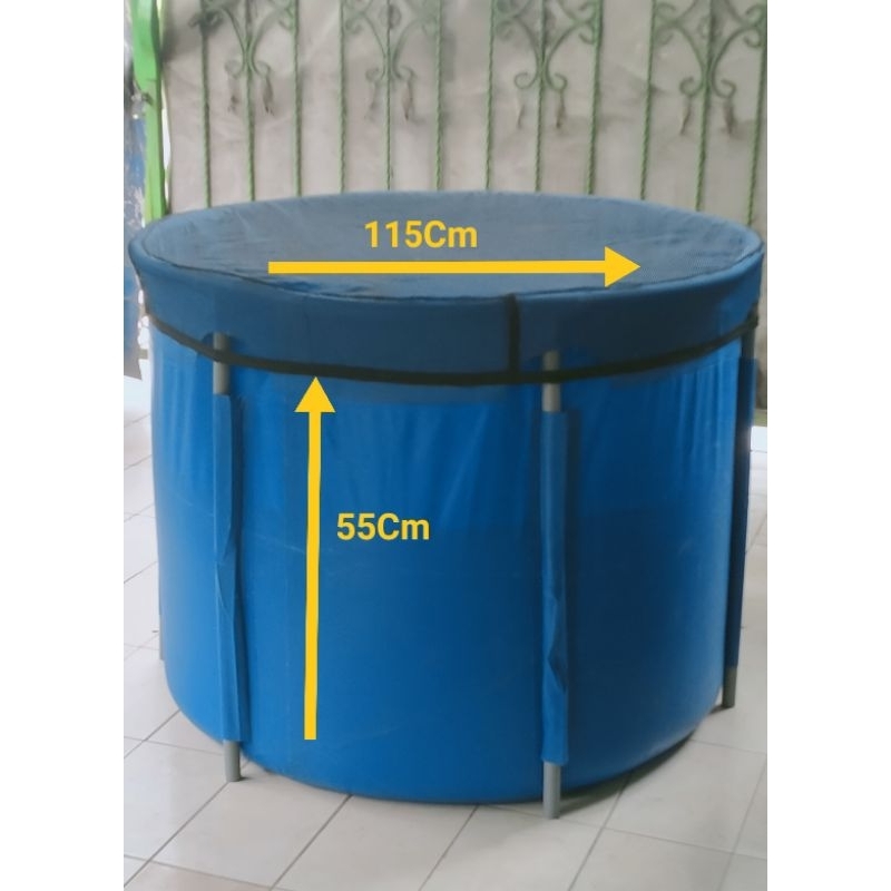 Kolam terpal bulat Diameter 115Cm tinggi 55CCm full set untuk ikan lele koi hias merk orchid