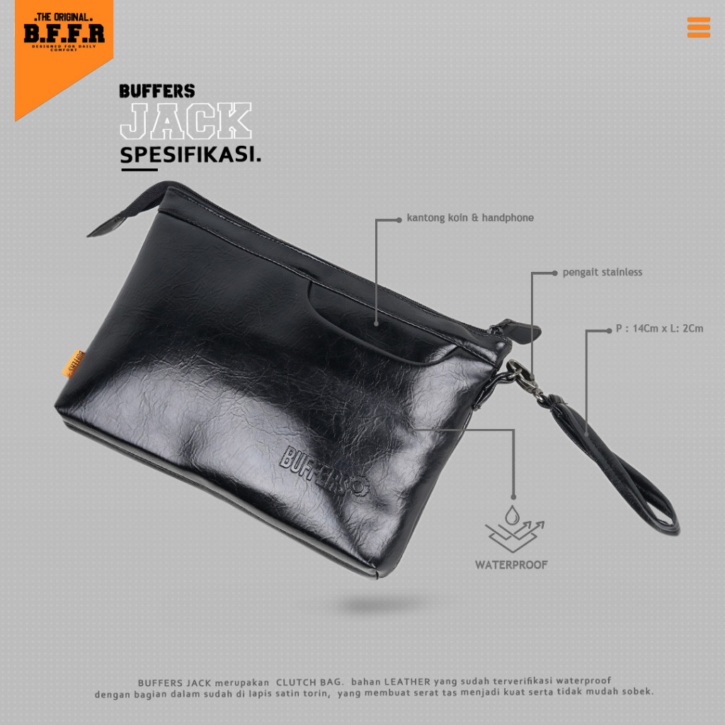 FAST DELIVERY BUFFERS Jack - Clutch Bag Pria Clutch Kulit Pria Tas Tangan Pria Tas Kulit