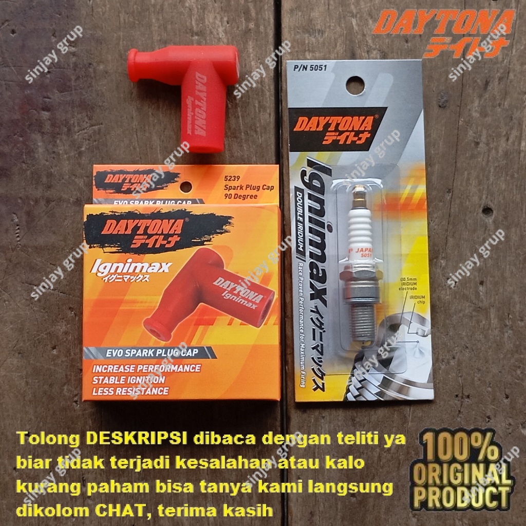 Daytona Racing Cangklong Busi Iridium Tiger 2000 Revo GL 100 Max Pro Neotech Megapro Cop Dop Tutup A