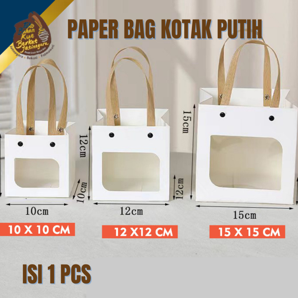 

PAPER BAG BENTUK KOTAK PUTIH / PAPER BAG KOTAK / PCS