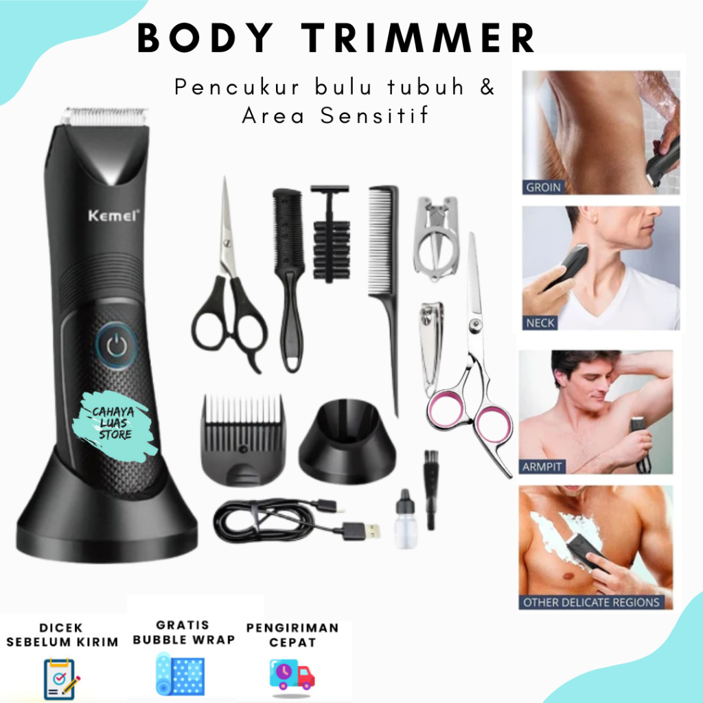 Body Trimmer Waterproof Serbaguna Alat Cukur Bulu Ketiak Kemaluan Selangkangan Tanpa Rasa Sakit
