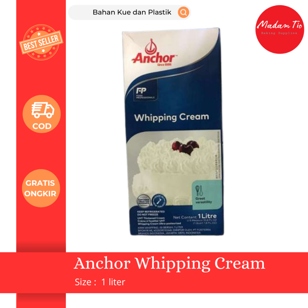 

Anchor Whipping Cream 1 Liter (BAHAN DINGIN) 1pcs