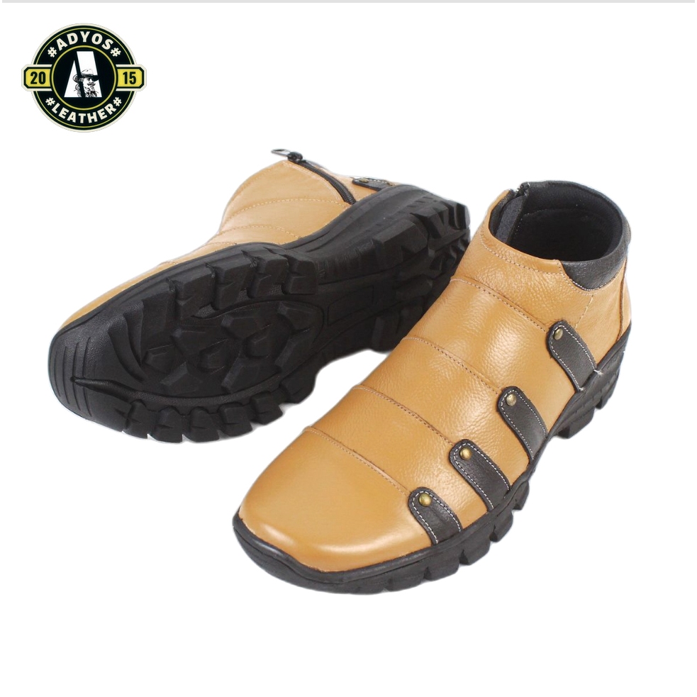 Sepatu Kulit Pria Model Casual Semi Boot Resleting