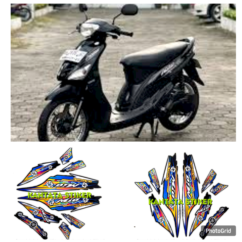 STIKER STRIPING LIS BODY MOTOR YAMAHA MIO SPORTY VARIASI HITAM FULL SET