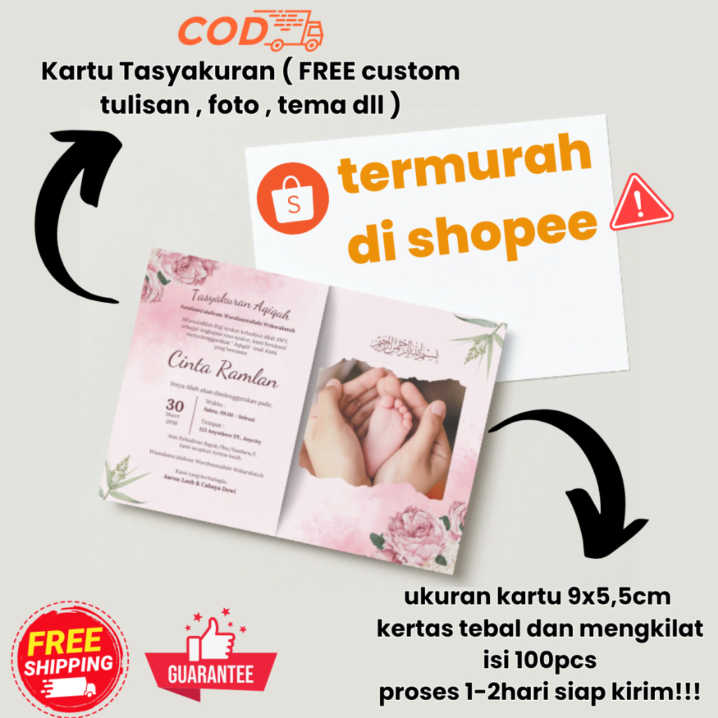TERMURAH KARTU TASYAKURAN AQIQAH - TASYAKURAN KELAHIRAN - TASYAKURAN SELAPAN - TSYAKURAN AQIQAH ANAK