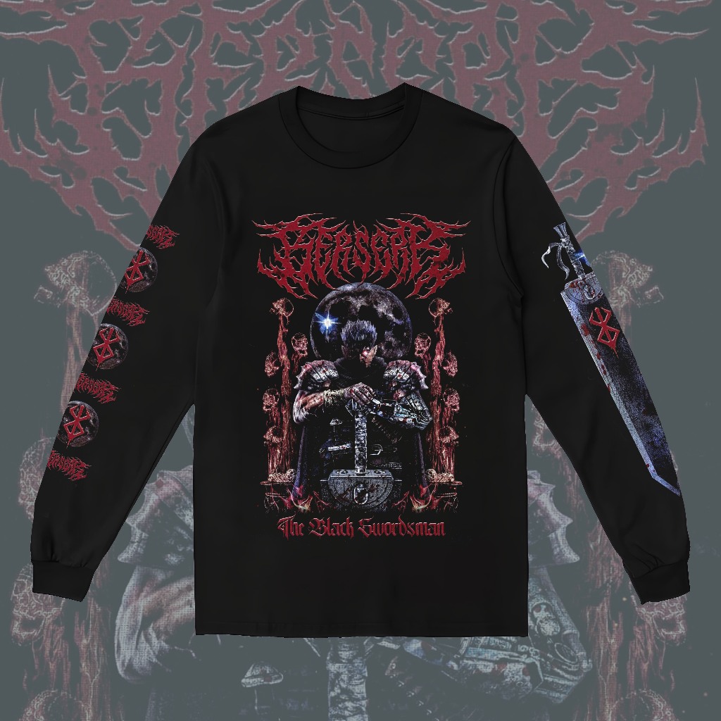 Kaos Bootleg Fanmade BERSERK  100% Cotton Asli COMBED 30s Tangan Panjang Rib