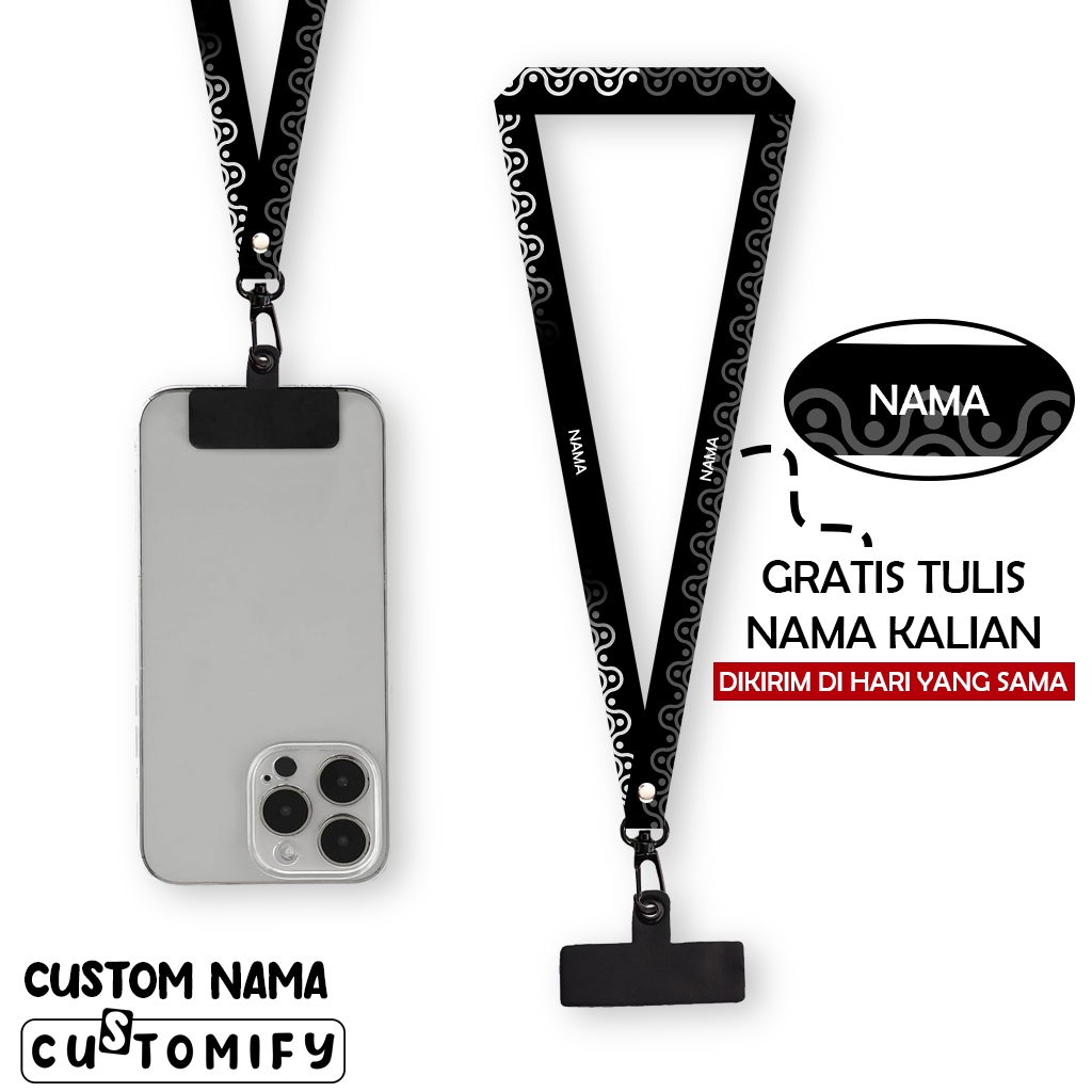 

[SATUAN] Lanyard Custom Nama - Tali Gantungan Nametag Bisa Tambah Nama Lebar 1,5 cm - Design 34