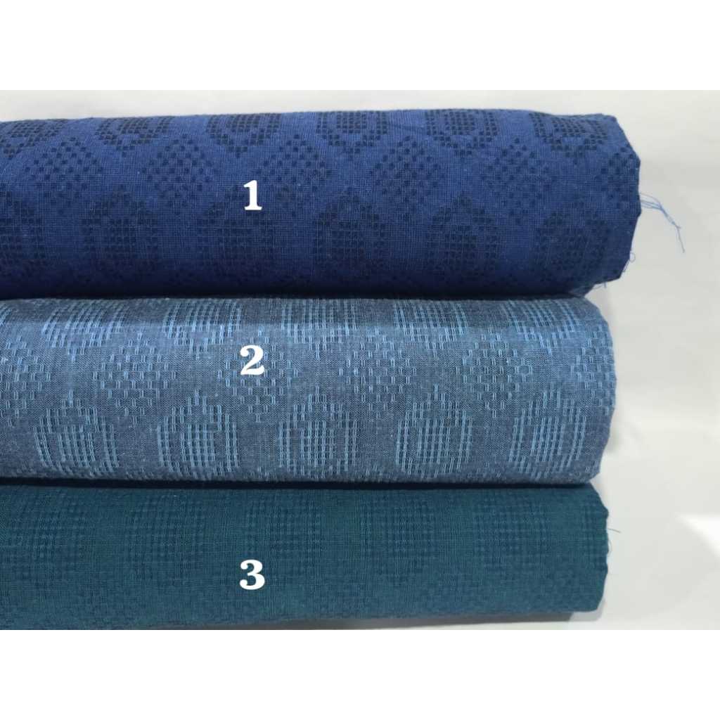 Kain Katun Tenun Lurik Dobby Nuansa Biru