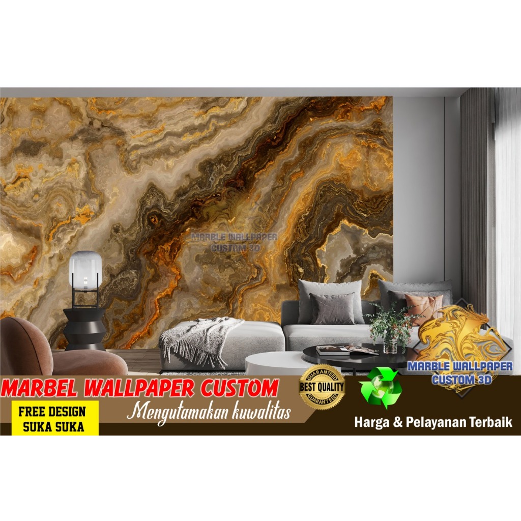 Wallpaper Custom 3D Tema Marmer | Wallpaper Dining Room Marmer | Wallpaper Ruang Makan Marmer | Wall