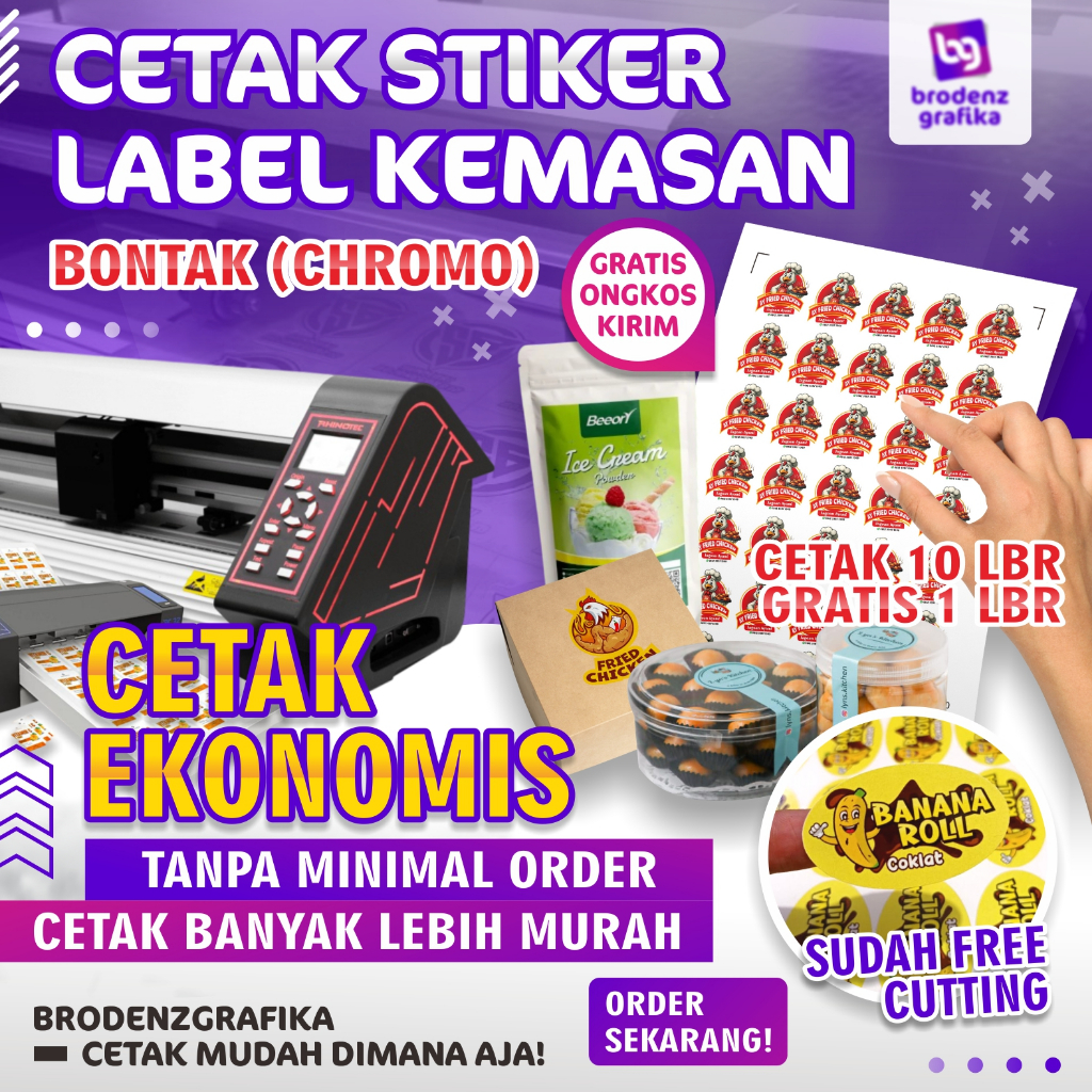 

Cetak Stiker Bontak (Chromo) A3+ Murah | Cetak Stiker Label Kemasan