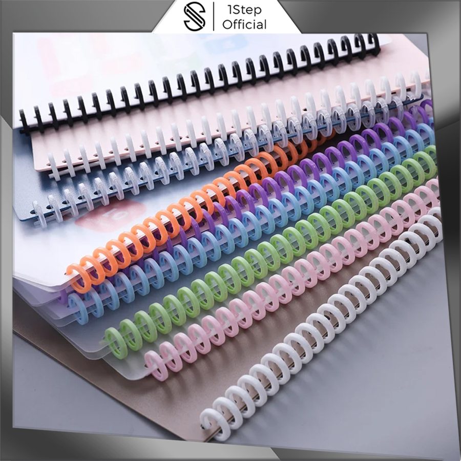 

1step DIY Plastic Binder Ring Binding Strip Loose Leaf Lubang Spiral S113