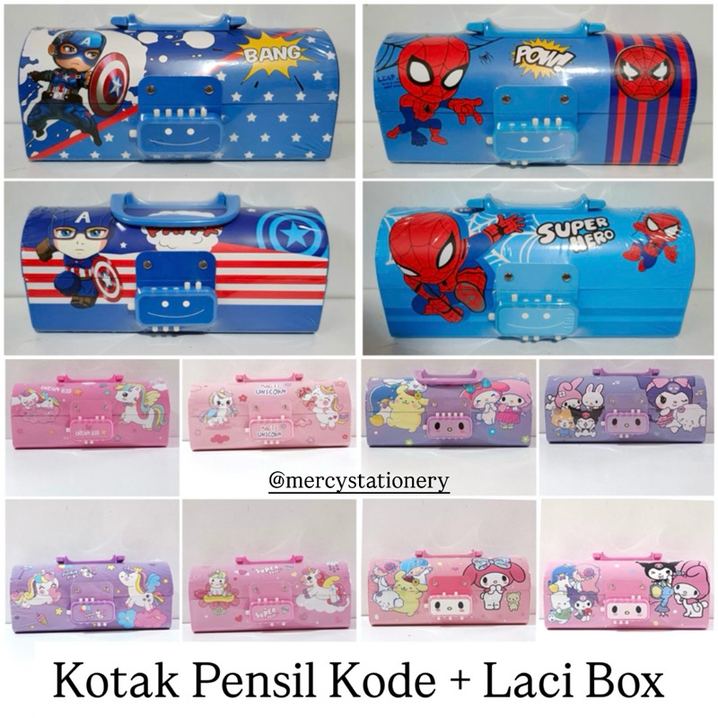 

Kotak Pensil +Laci +Kode Box Pen Carton Pencil Case Kartun Superhero Unicorn
