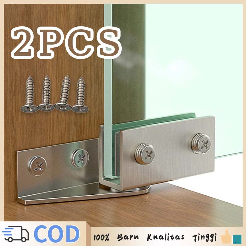 2pcs Engsel Kaca Jepit Ensel Pintu Kaca Stainless Steel Pivot Pintu Kaca