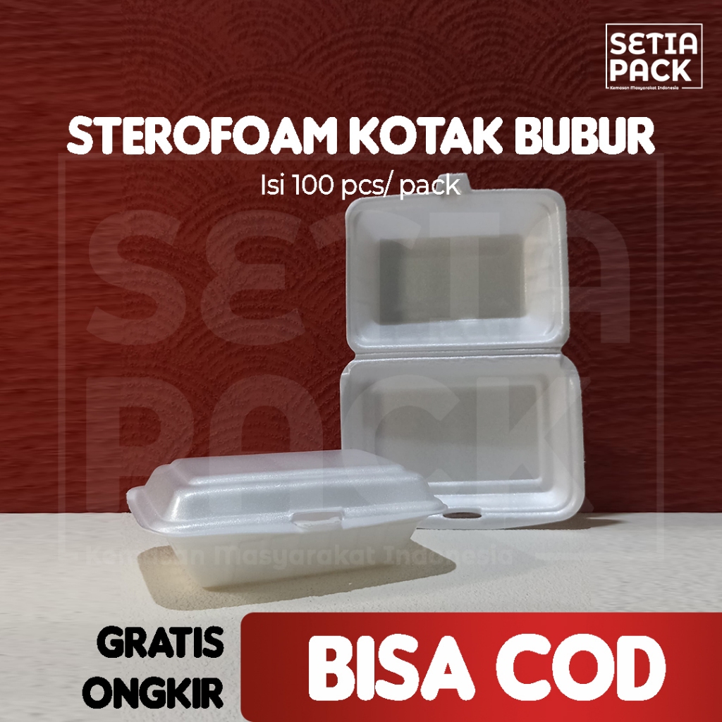 Sterofoam Gabus Makanan Kotak Makan Lunch Box Foam Gabus Putih Styrofoam Bubur Nasi Goreng Ayam Gepr