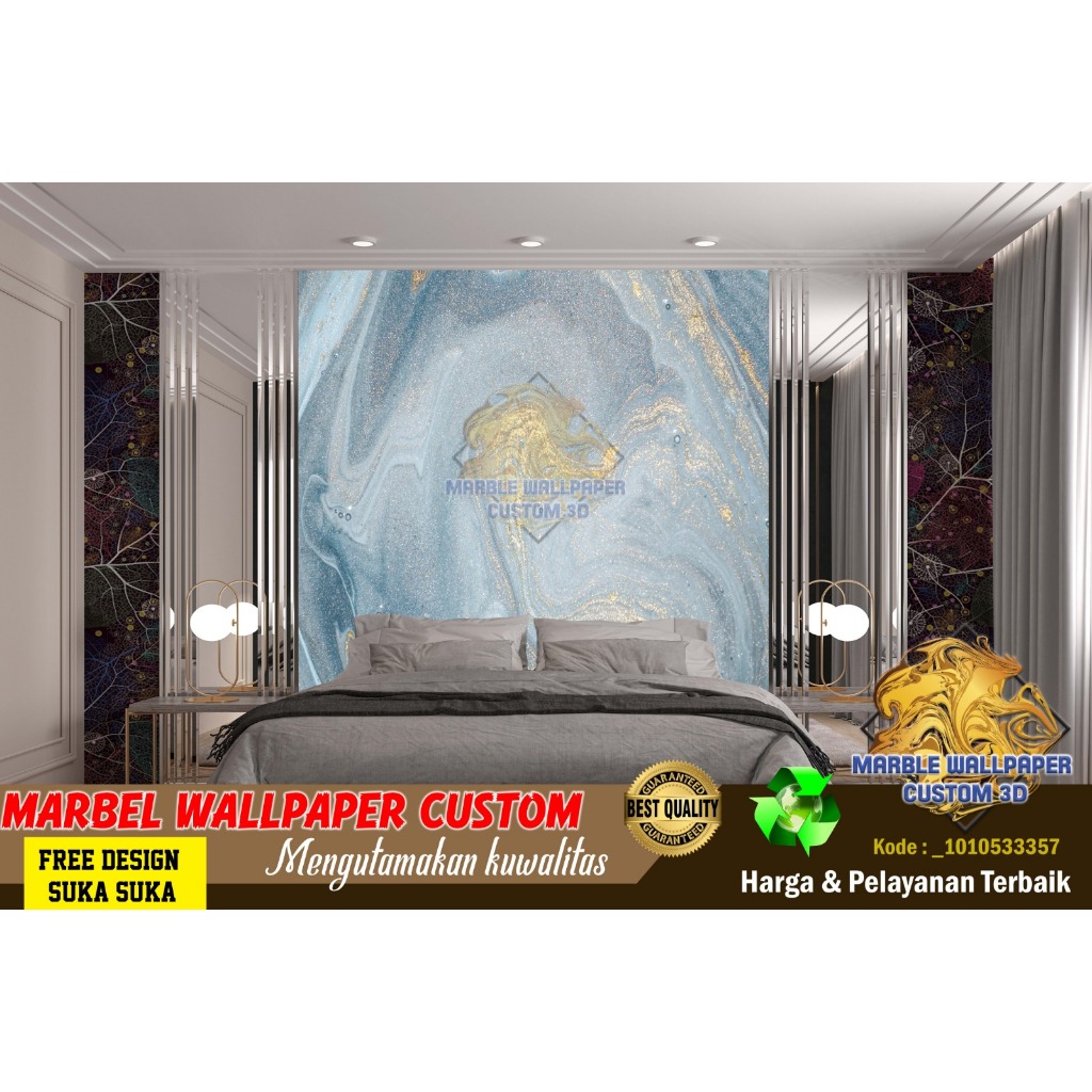 Wallpaper Custom 3D Tema Marmer | Wallpaper Dinding Room | Wallpaper Ruang Makan Marmer | Wallsticke