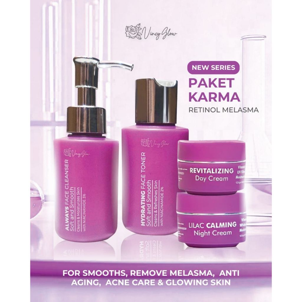 NEW SERIES PAKET KARMA RETINOL MELASMA || VINCY GLOW PAKET WAJAH KARMA + SERUM VINCY GLOW