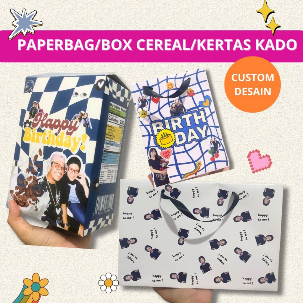 

KERTAS KADO I GIFT BOX I CEREAL GIFTBOX I PAPERBAG CUSTOM BIRTHDAY FAREWELL RESIGN ANNIVERSARY