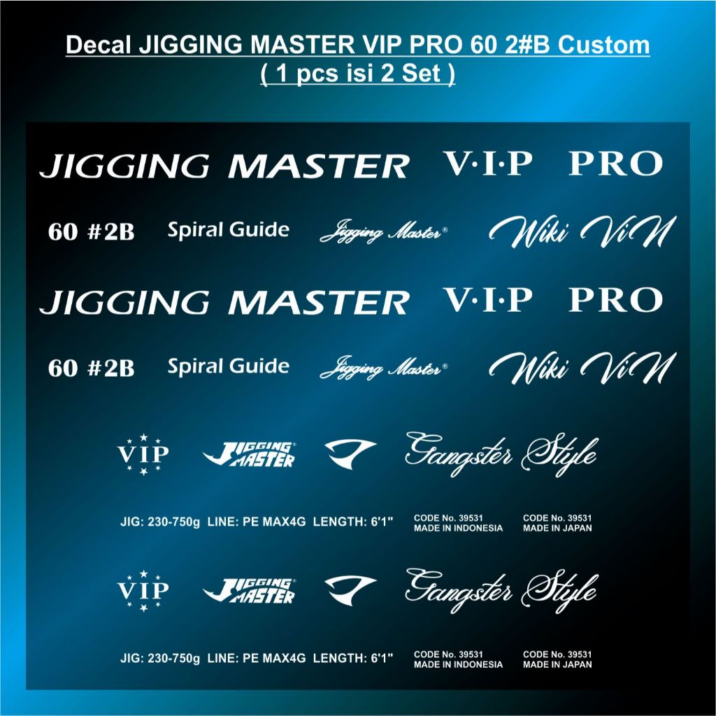 Decal JIGGING MASTER VIP PRO 60 2#B Custom