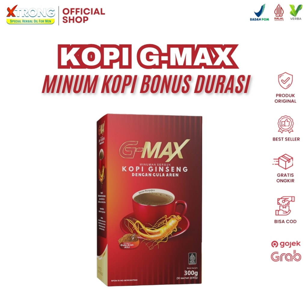 

Kopi G Max Minuman Instan Extra Kopi Stamina Gingseng Pilihan Dengan Gula Aren Tahan Lama Original Halal & Bpom