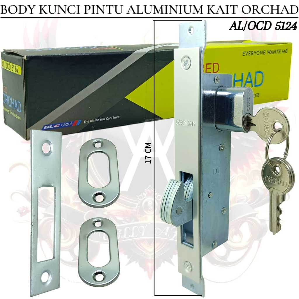 Body kunci pintu aluminium kait orchad kunci pintu aluminium