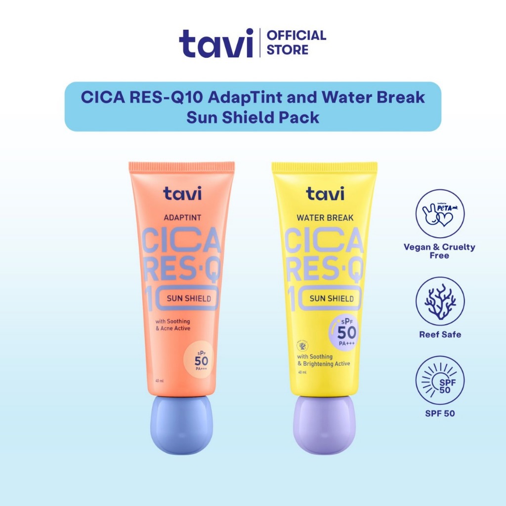 [TINTINTINWIN'S PICKS] TWINPACK TAVI CICA RES-Q10 Water Break & AdapTint Sun Shield 40 ml - SPF 50 |