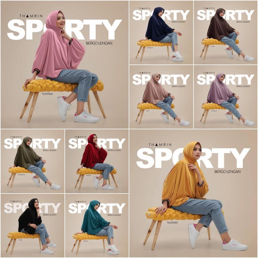 Hijab Instan Bergo Lengan Jumbo Kerudung Tangan Panjang Jilbab Sporty