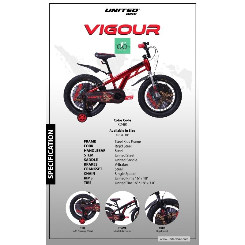 Sepeda Anak BMX 18" United Vigour 18an TERBARU