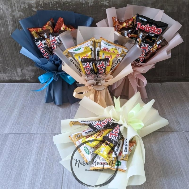 

Buket Snack paket 7k Buket Nara Bouquet cantik rapi murah