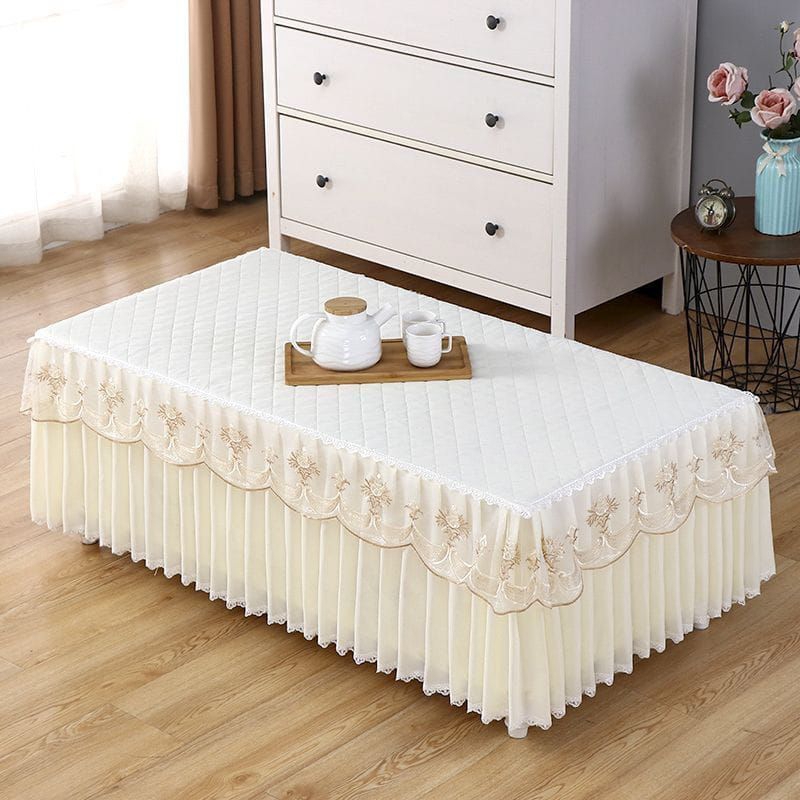 TAPLAK MEJA IMPORT PERSEGI PANJANG GAYA CINA MEWAH RENDA REMPEL RUMBAI FRE ALAS BUNGA & PLASTIK NBK2