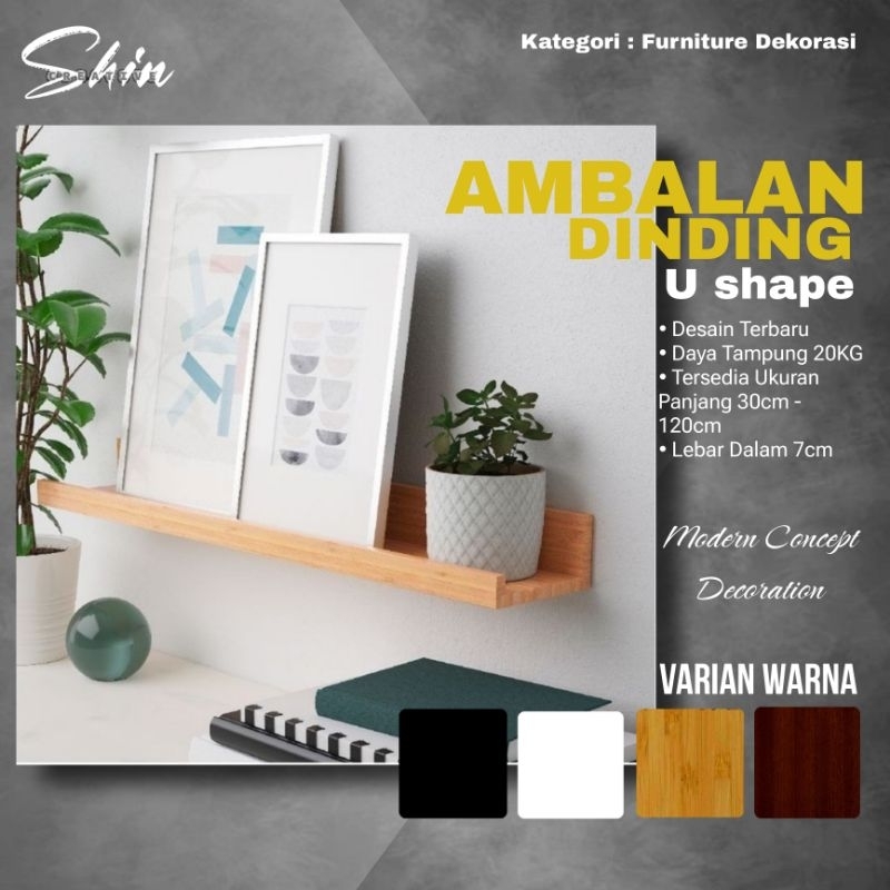 Rak Ambalan Dinding U Shape | Ambalan Dinding Model IKEA Tempat Foto