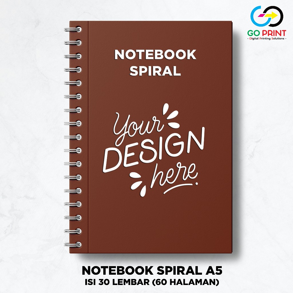 

Notebook Custom A5 Spiral / Block Note Custom / Catatan / Souvenir - Isi HVS 30 lbr (60 Halaman)